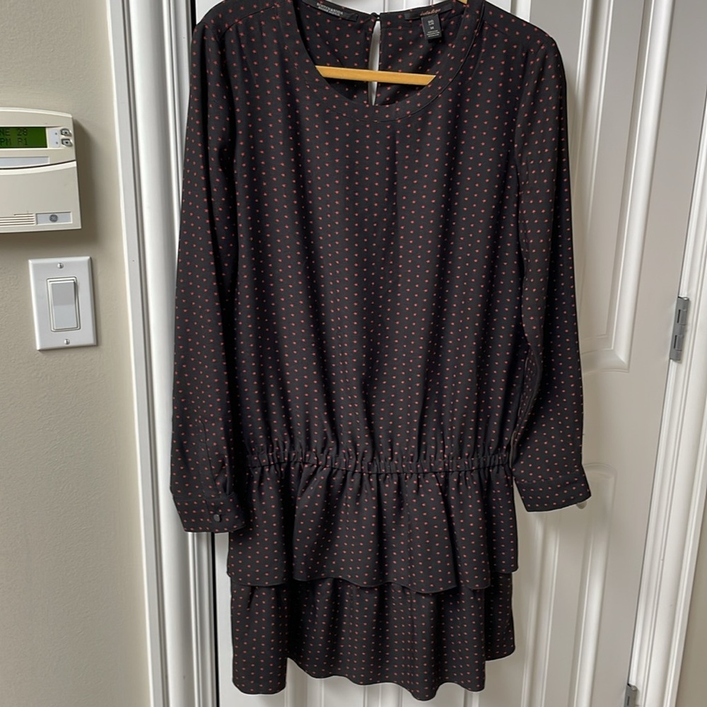 Scotch & Soda black star print ruffled mini dress, size M